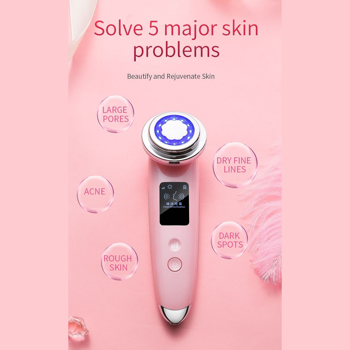 Handheld Multi-function Facial Beauty Massager 4 Φορητή Συσκευή Πολυλειτουργικού Μασάζ & Φωτοθεραπείας Προσώπου